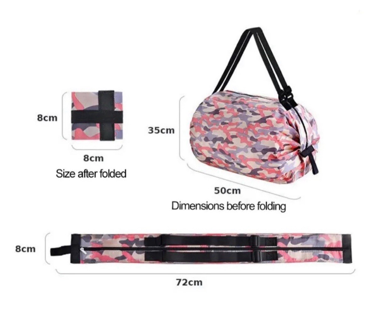 Reusable Foldable Shopping Bag Pink Waterproof Oxford Cloth Travel Beach Bag
