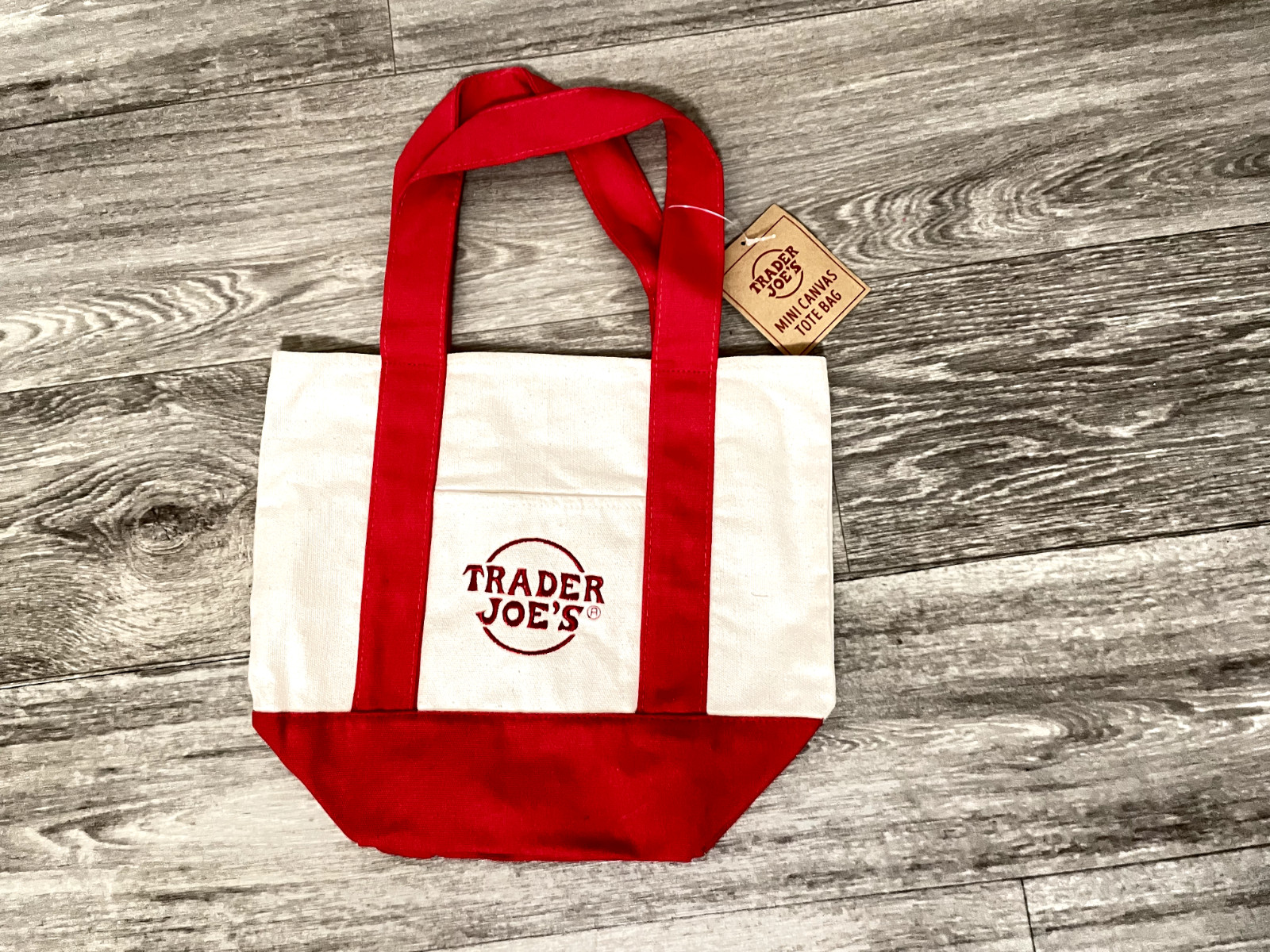 Trader Joe’s Mini Canvas Tote Bag Limited Edition Red