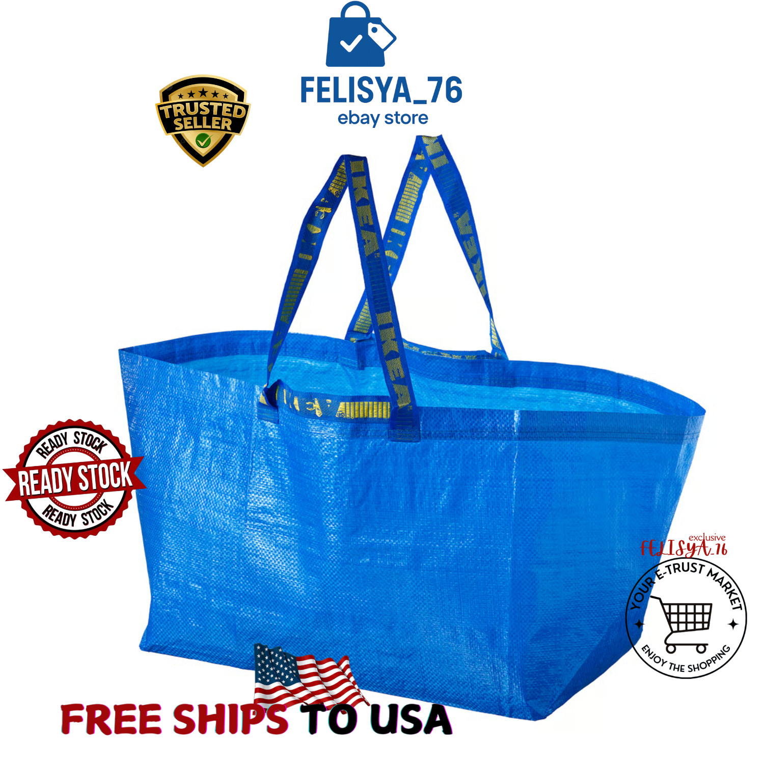 2x New Reusable Shopping Bag Laundry Tote Grocery Carrier Storage FREE US Shippg