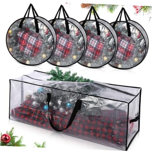 Simgoing 5 Pack Christmas Storage Bags, 7.5 Ft Christmas Large Tree and Wreath