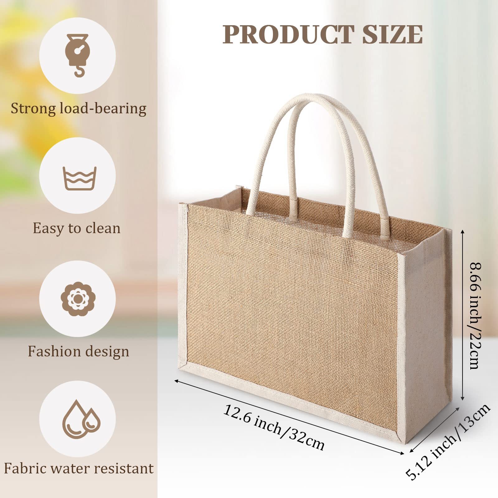 6 Pcs Burlap Gift Bags Jute Tote Bags with Handle Medium Reusable Multipurpos…