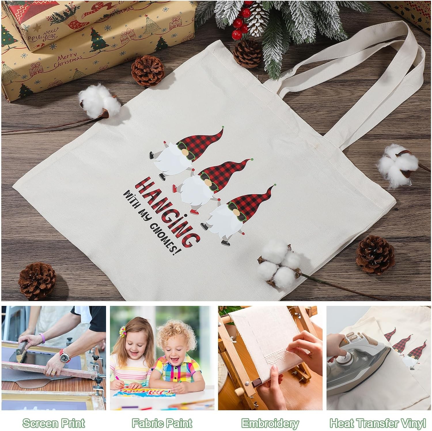 200 Pcs Blank Cotton Canvas Tote Bags Bulk Reusable Grocery Shopping Cloth Bags