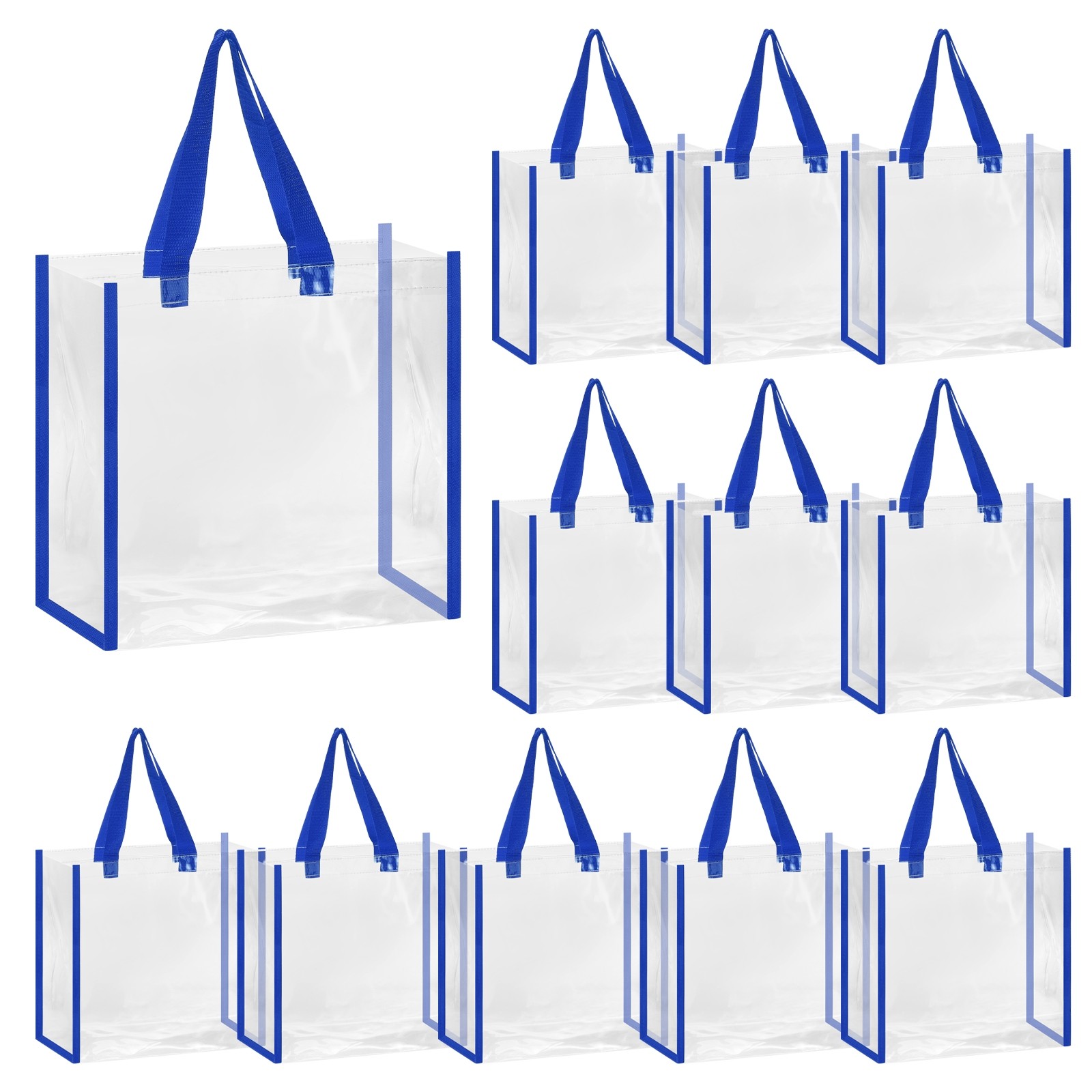 12 Pack Clear Tote Bags Bulk Stadium Approved 12″ x 6″ x 12″ , Dark Blue