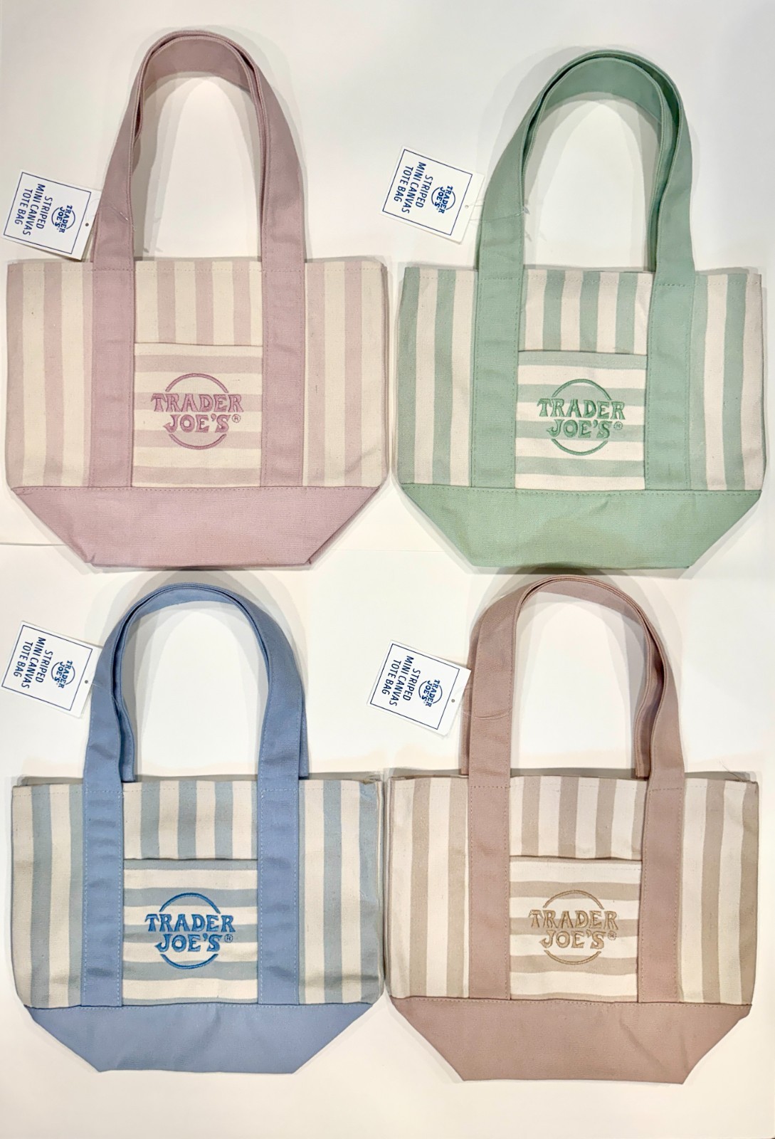 Trader Joe’s Striped Mini Canvas Tote Complete Set – New Summer Limited Release