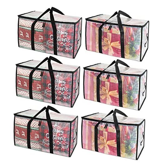 Oversized Moving Bags with Reinforced Handles, Heavy-Duty Storage 6-Pack Clear