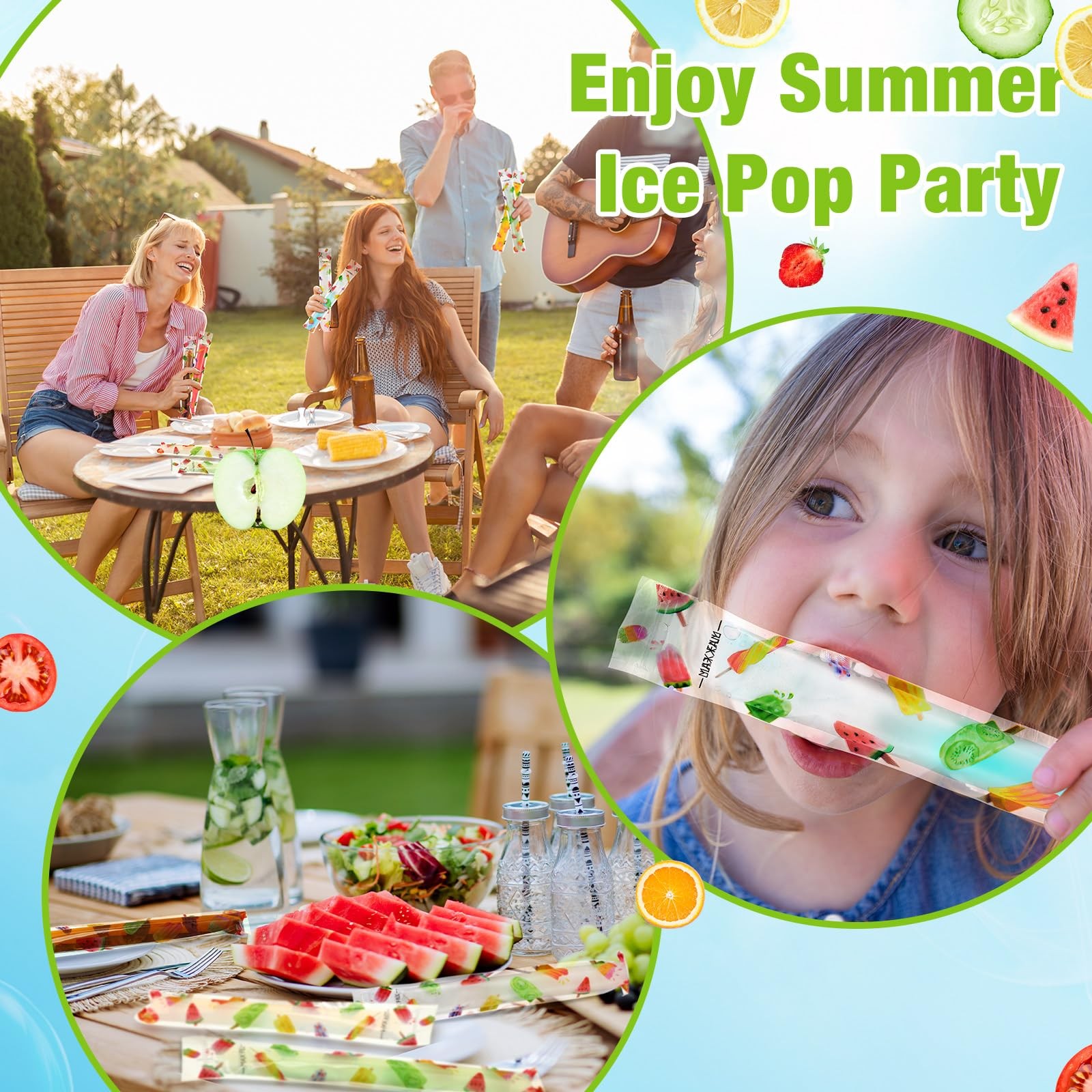 Yiyiring 300 Pcs Disposable Ice Pop Mold 11 x 2 inches, as the picture shown