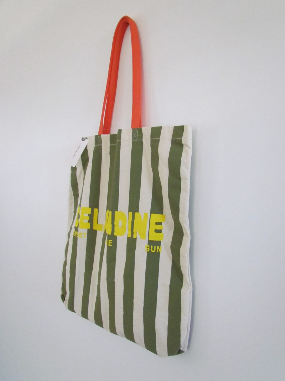 NEW Anthropologie Celandine Tote Bag & Sunglass Case Green Stripe NWT