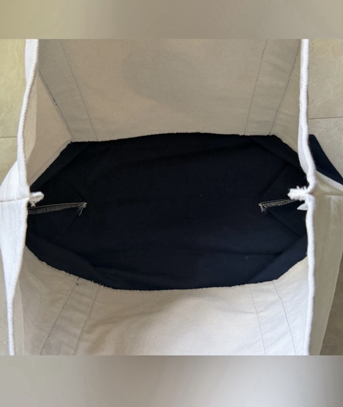 New Trader Joe’s Canvas Tote Bag – Large Classic Navy & Cream – NWT