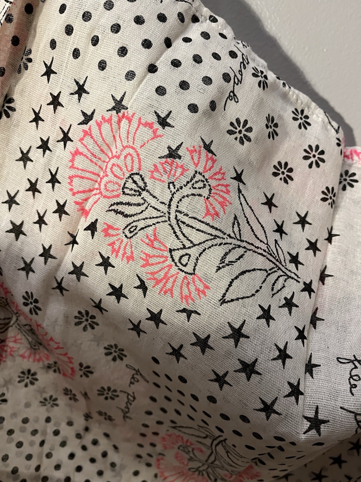Free People Lightweight Cloth/Linen Reusable Grocery Shopping Tote Bag Pink Flow
