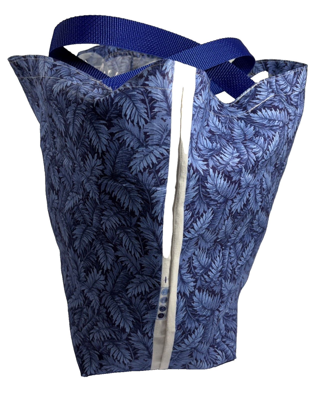 Reusable Grocery Shopping Tote Blue Upholster Fabric with Webbing Handles