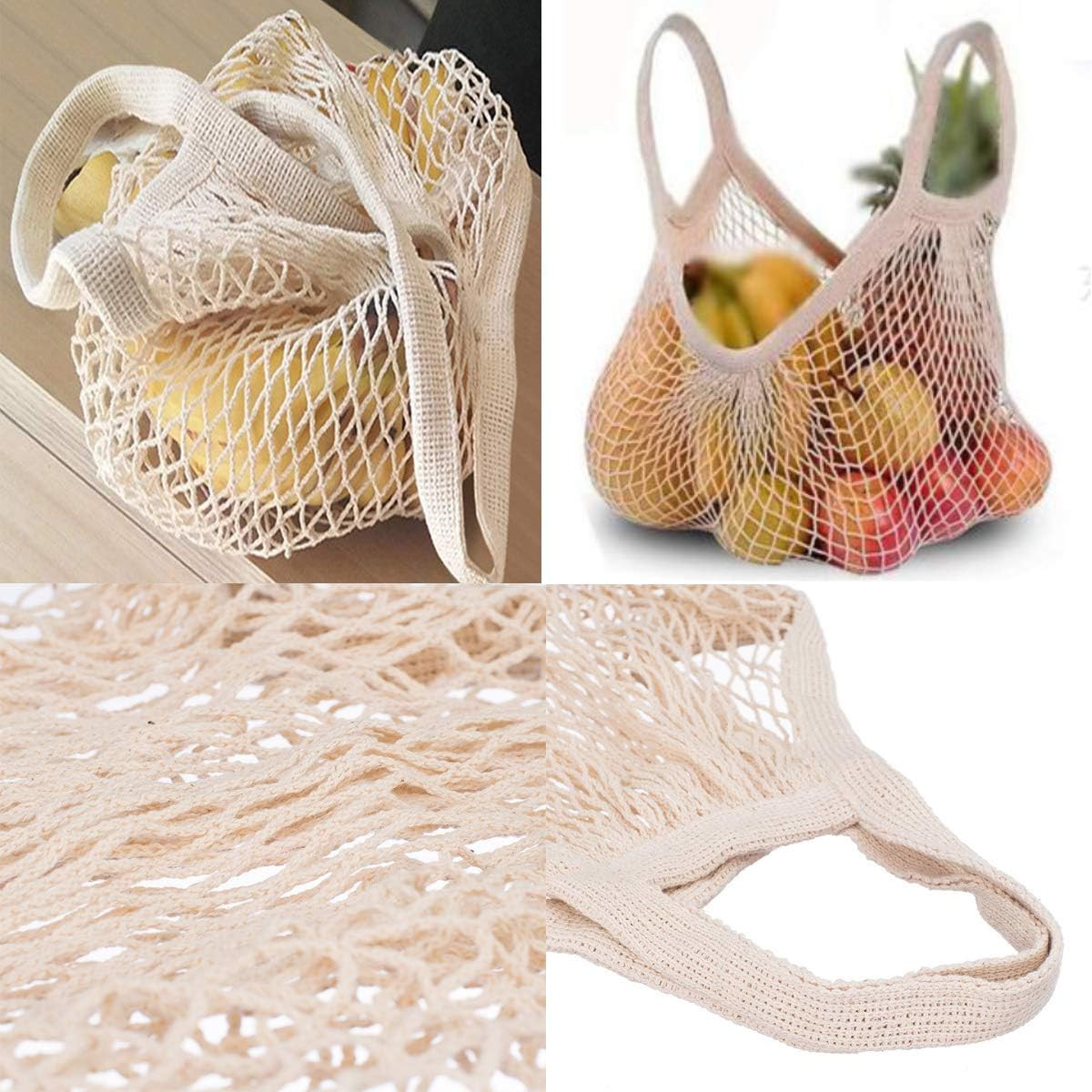 Ahyuan Reusable Cotton Mesh Grocery Bags Cotton String Bag Net Shopping Mesh Bag