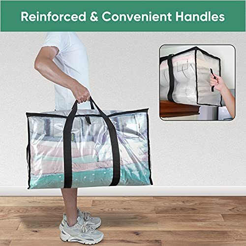 Oversized Moving Bags with Reinforced Handles, Heavy-Duty Storage 6-Pack Clear