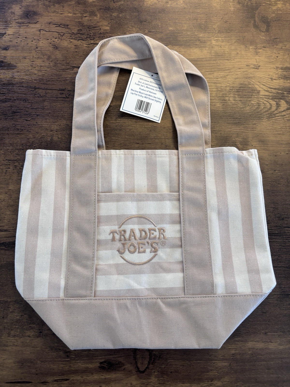 4 Pk Trader Joe’s Striped Mini Canvas Tote Bag Multicolor Cotton/Poly 13x6x11