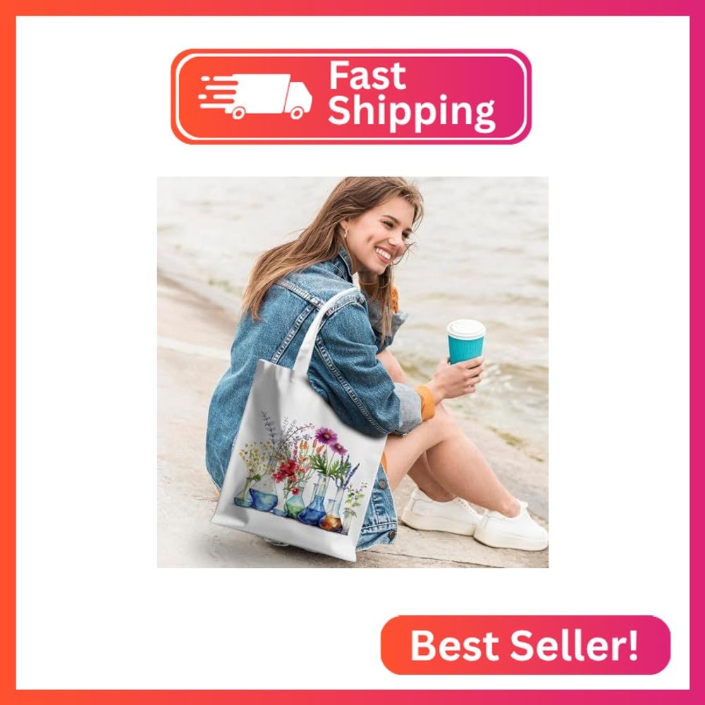 Floral Chemistry Science Gifts Tote Bag for Teacher, Women, Coworker, Best Frien