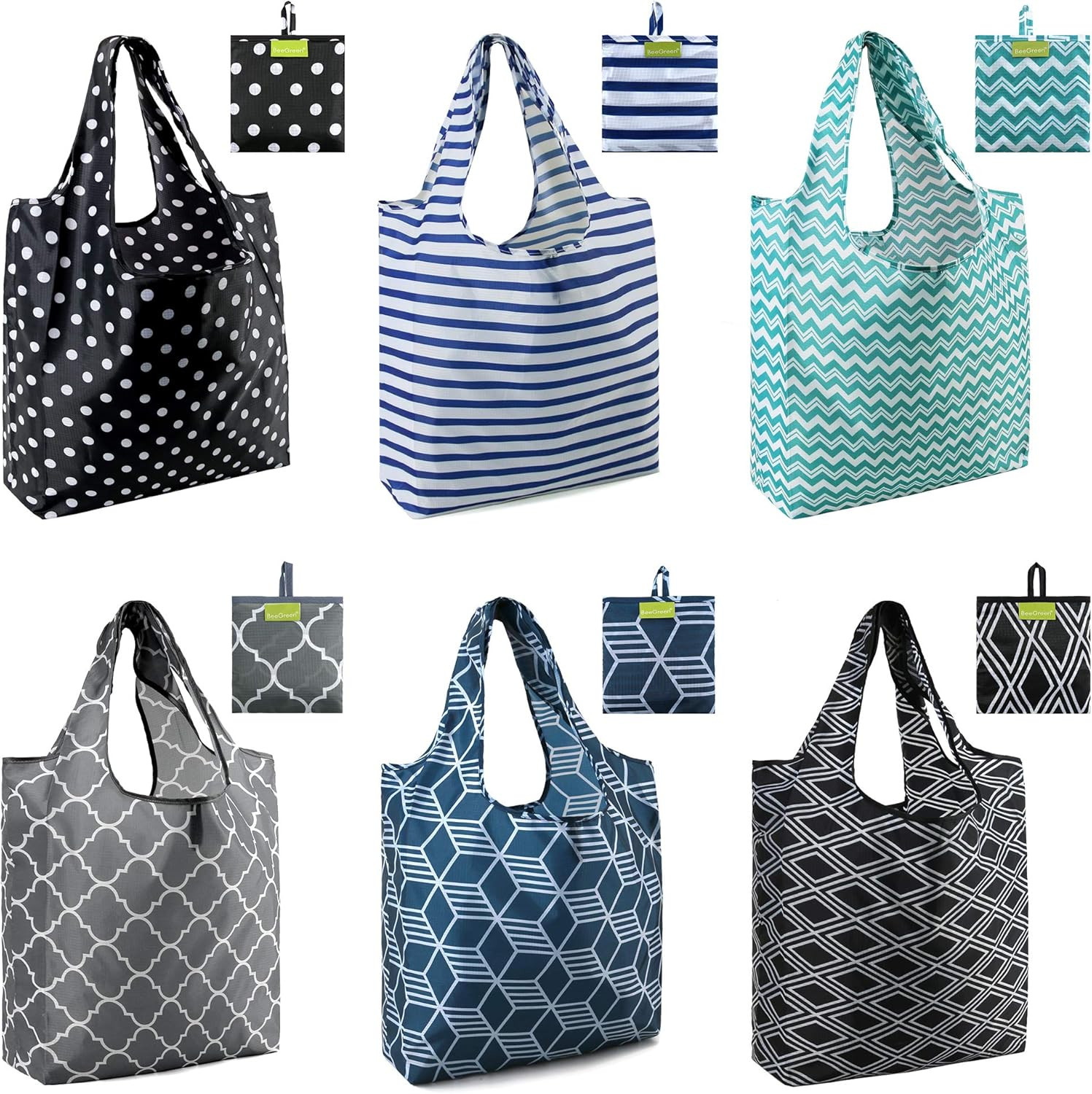 Grocery Bags | Reusable Gift Bags, Large Tote for Women & Foldable Beach Bag – 6