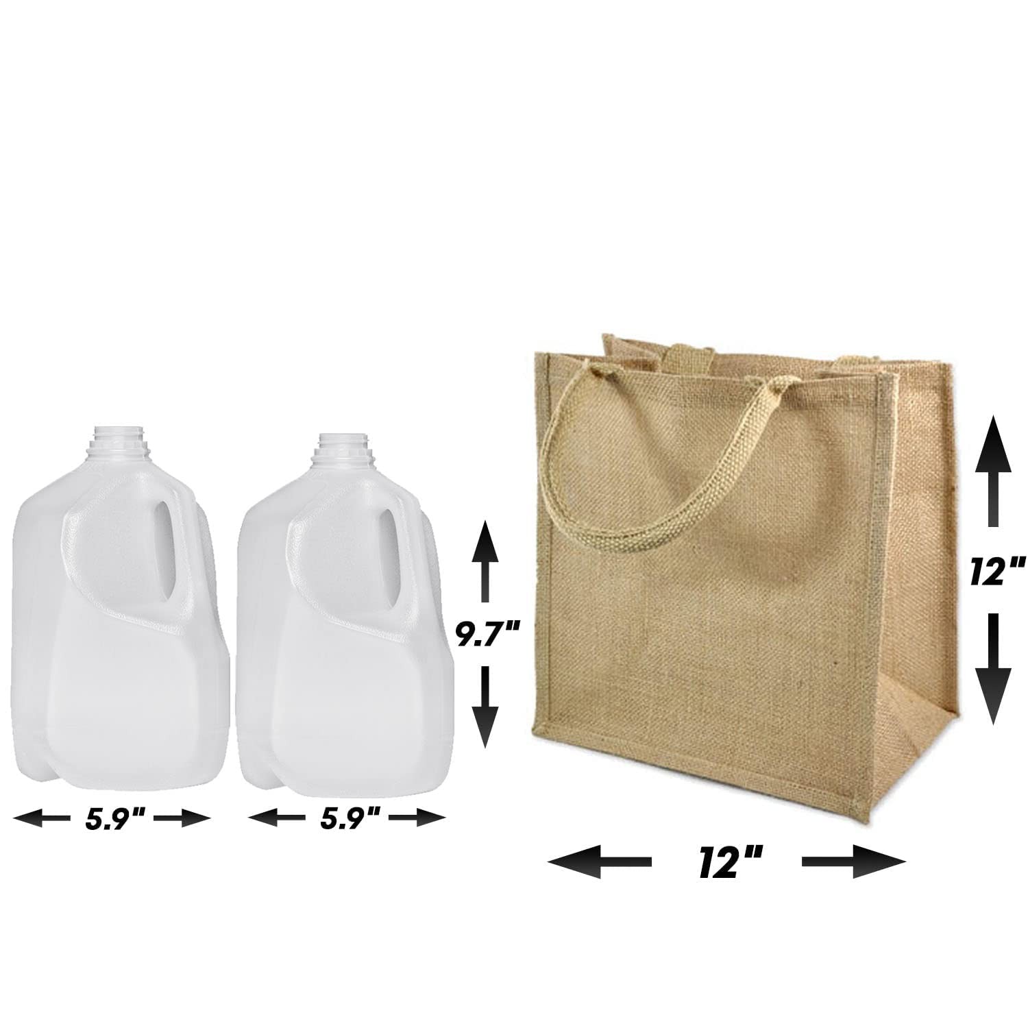 Heavy Duty Reusable Jute Burlap Tote Bags 6 Pack Natural Medium (Shopping/Gifts)