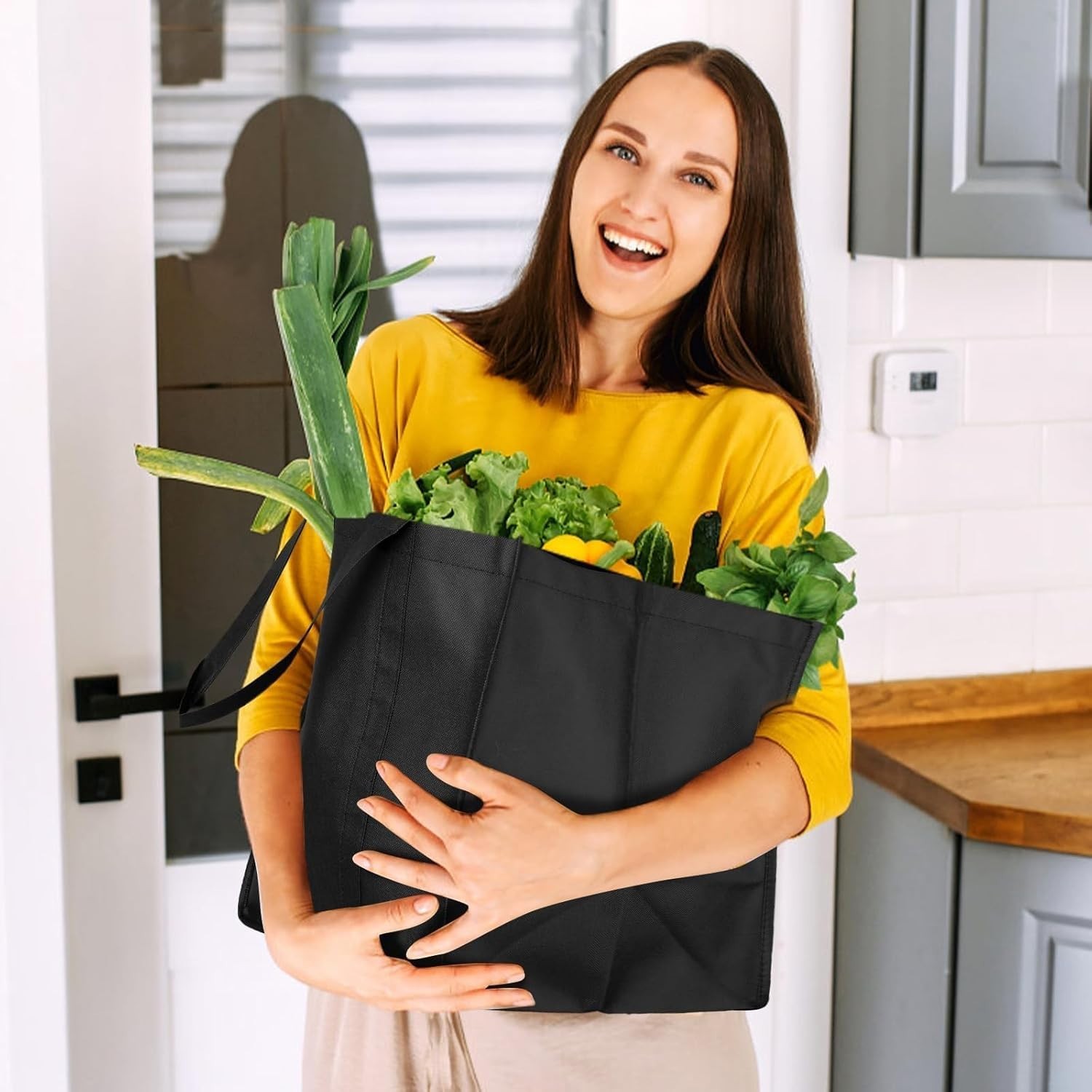 Reusable Grocery Shopping Bags 10 Pack Large Foldable Tote Bags Bulk, Eco Produc