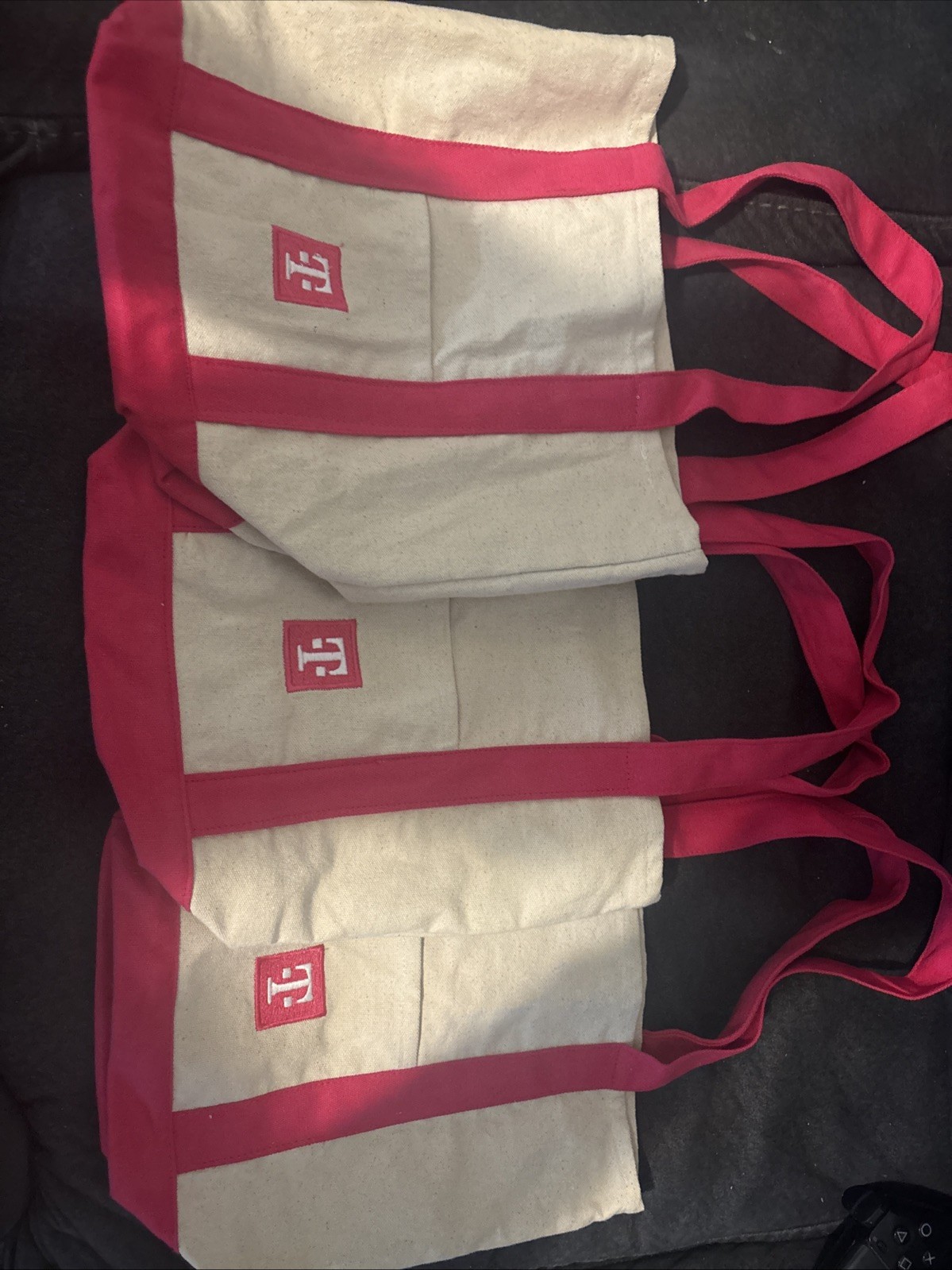 T-MOBILE Mini Canvas Tote Bag Off White Pink 12.75 x 10.75″ ~ Set Of 2 NEW