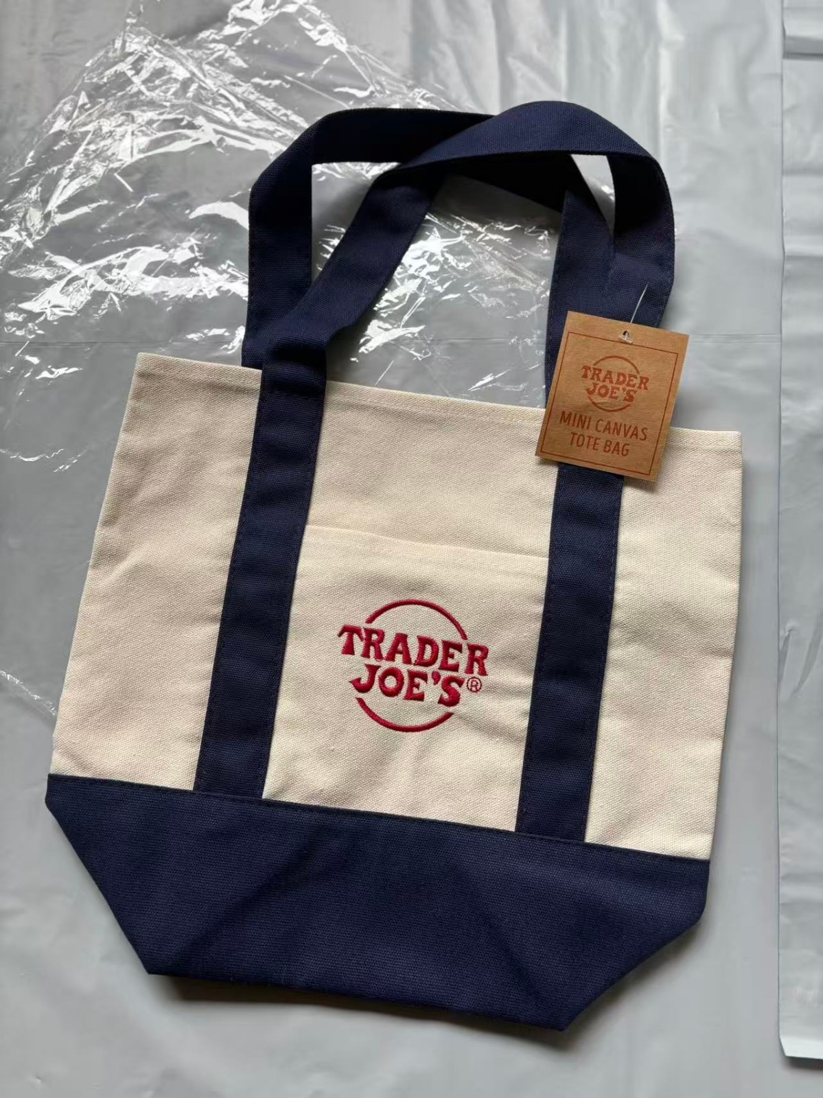 1PC Dreamy navy Trader Joe’s Pastel Mini Canvas Tote Bags New Year gift bag