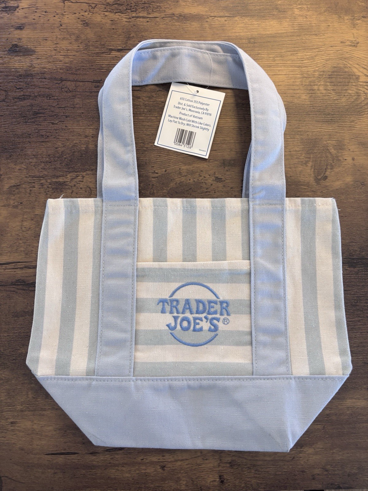 4 Pk Trader Joe’s Striped Mini Canvas Tote Bag Multicolor Cotton/Poly 13x6x11