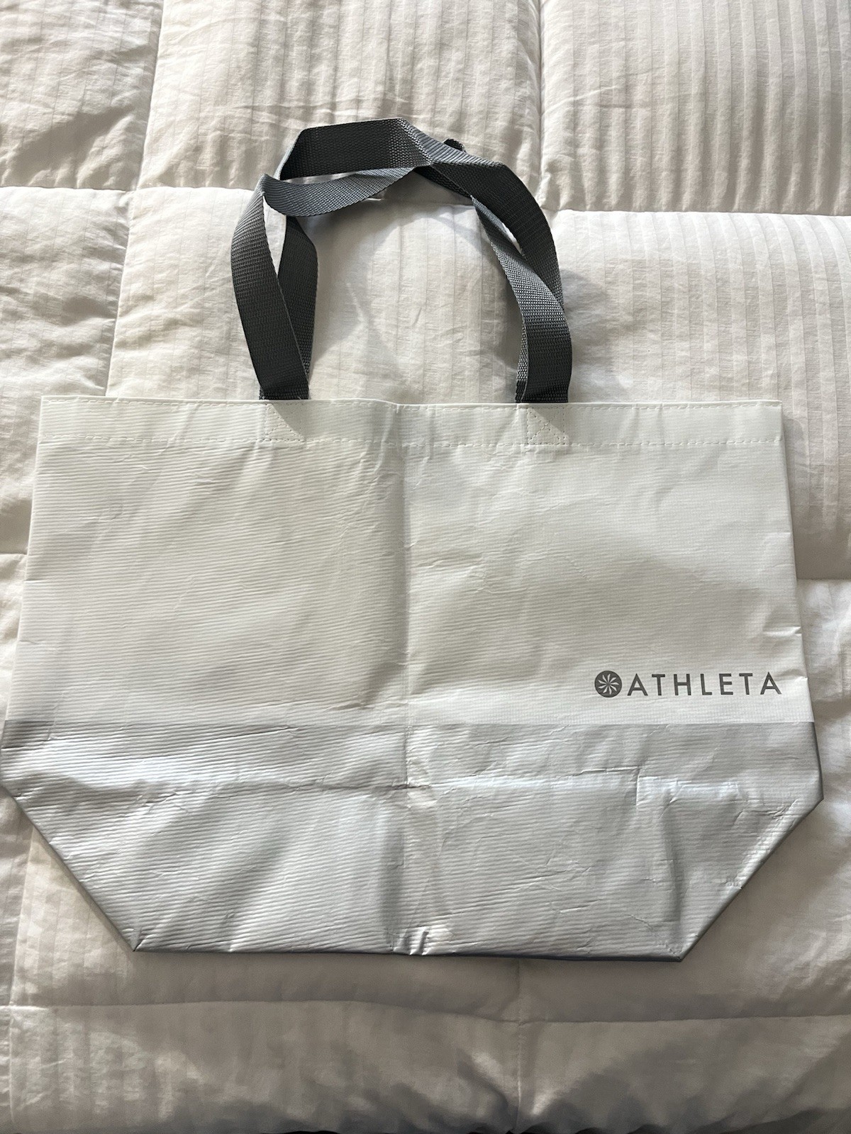 Athleta Silver Branded Metallic Reusable Bag – 19x13x7