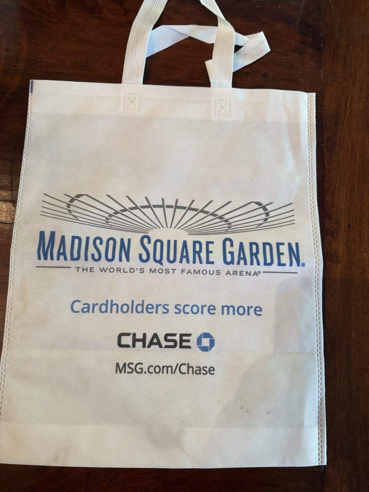 Madison Square Garden New York City Reusable White Tote Bag Knicks Rangers NYC