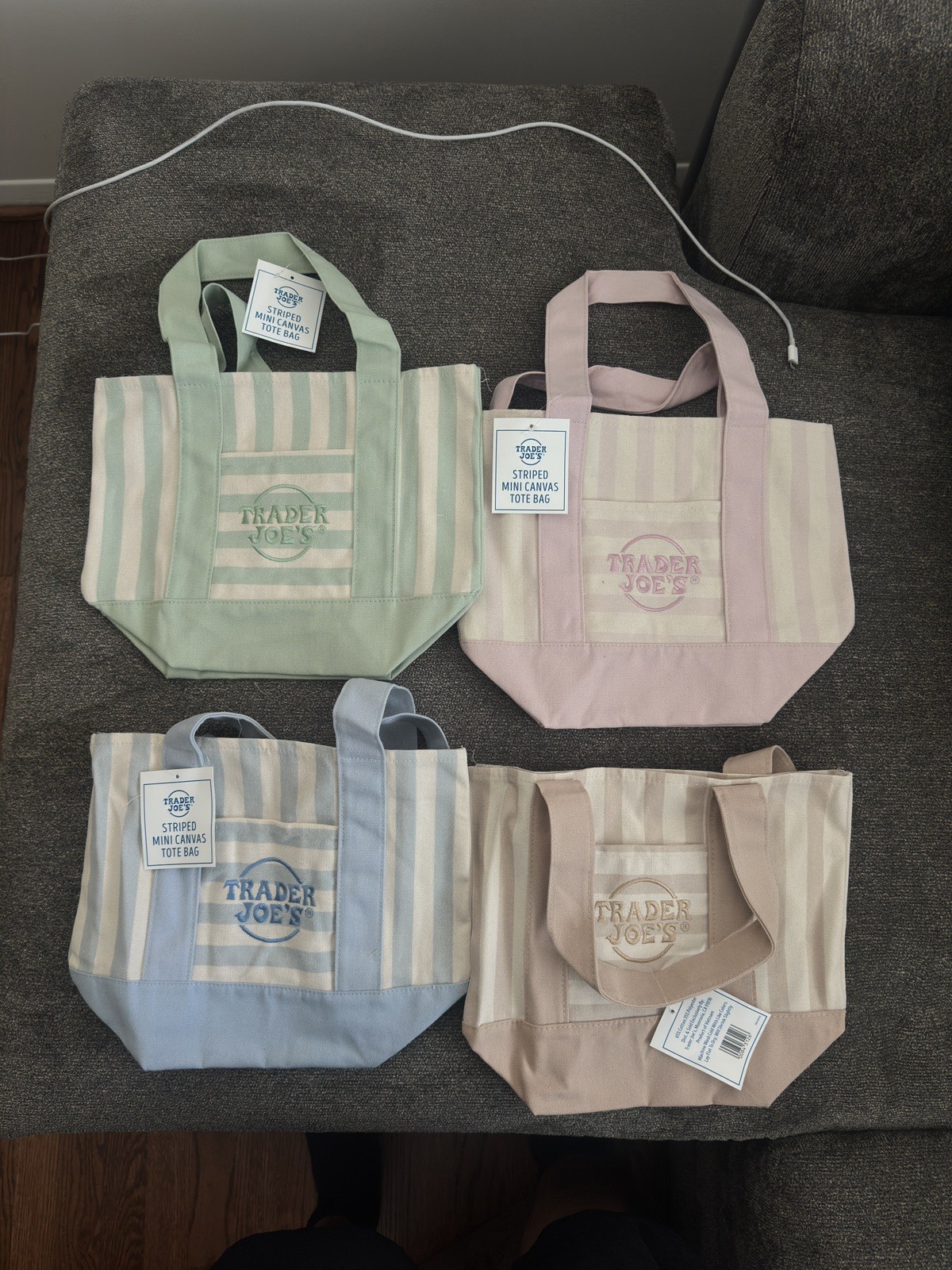 Trader Joe’s Striped Mini Canvas Tote Bag set all 4. June 2026 edition