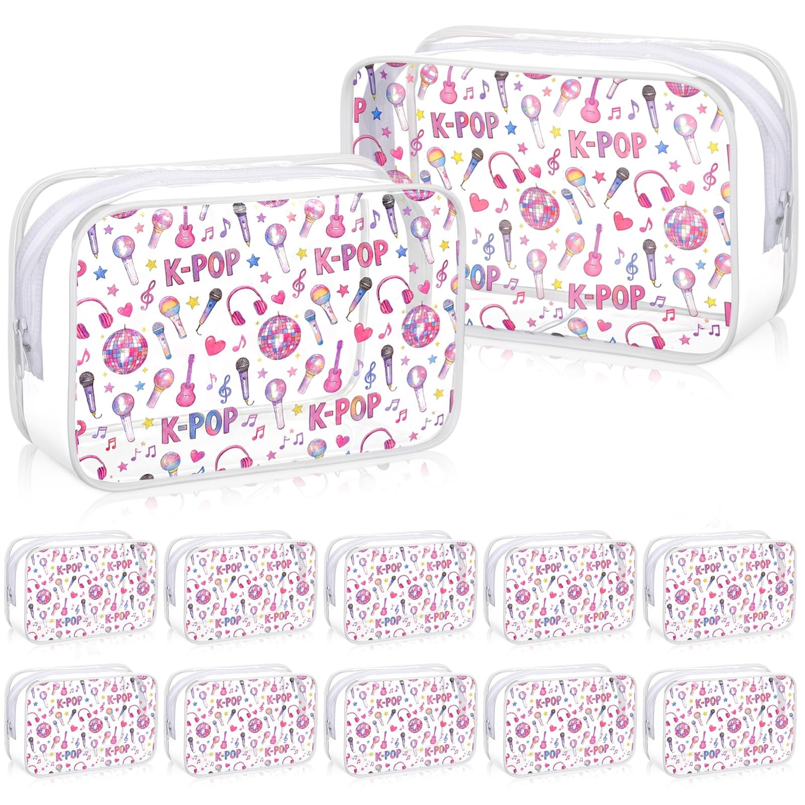 Kacctyen 12 Pack Kpop Clear Makeup Bags 7.09 x 4.72 x 2.36 inches, purple