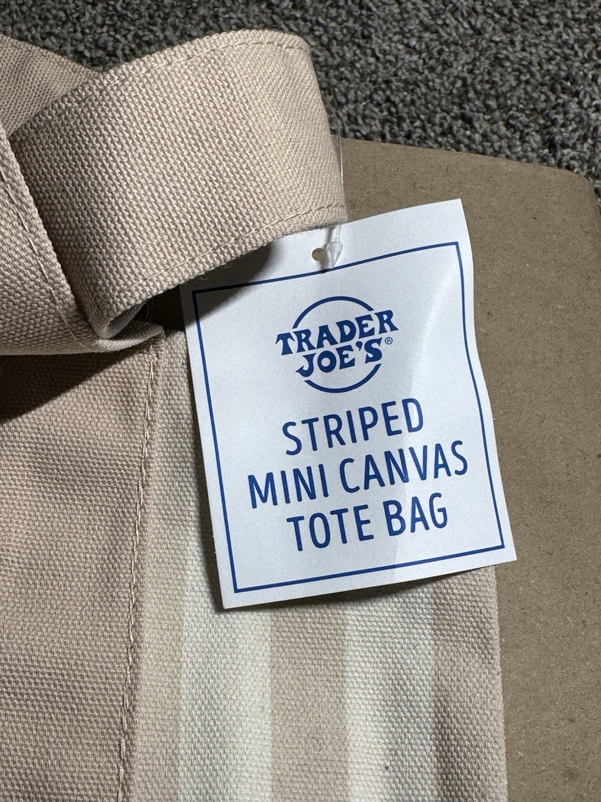 Trader Joe’s Mini Pastel Stripe Canvas Tote Bag Limited Edition Beige/Tan ⭐️NEW