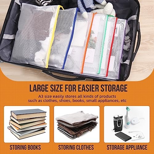 24pcs Mesh Zipper Pouch File Bags Puzzle Storage Bags 17×12 Inches A3 8 Colors