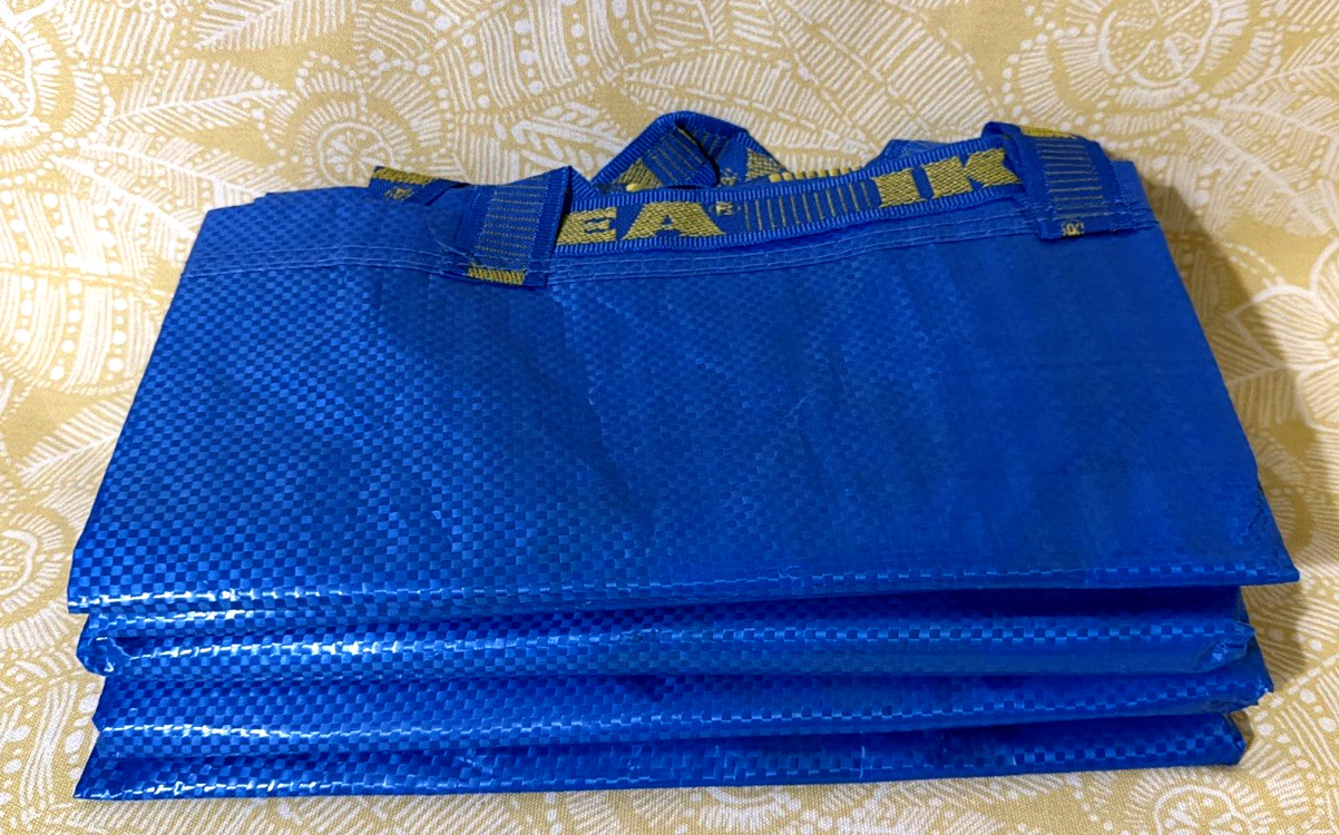 IKEA Large 5-Pack FRAKTA 19-GALLON Blue Reusable Grocery Tote Bag -FREE SHIPPING