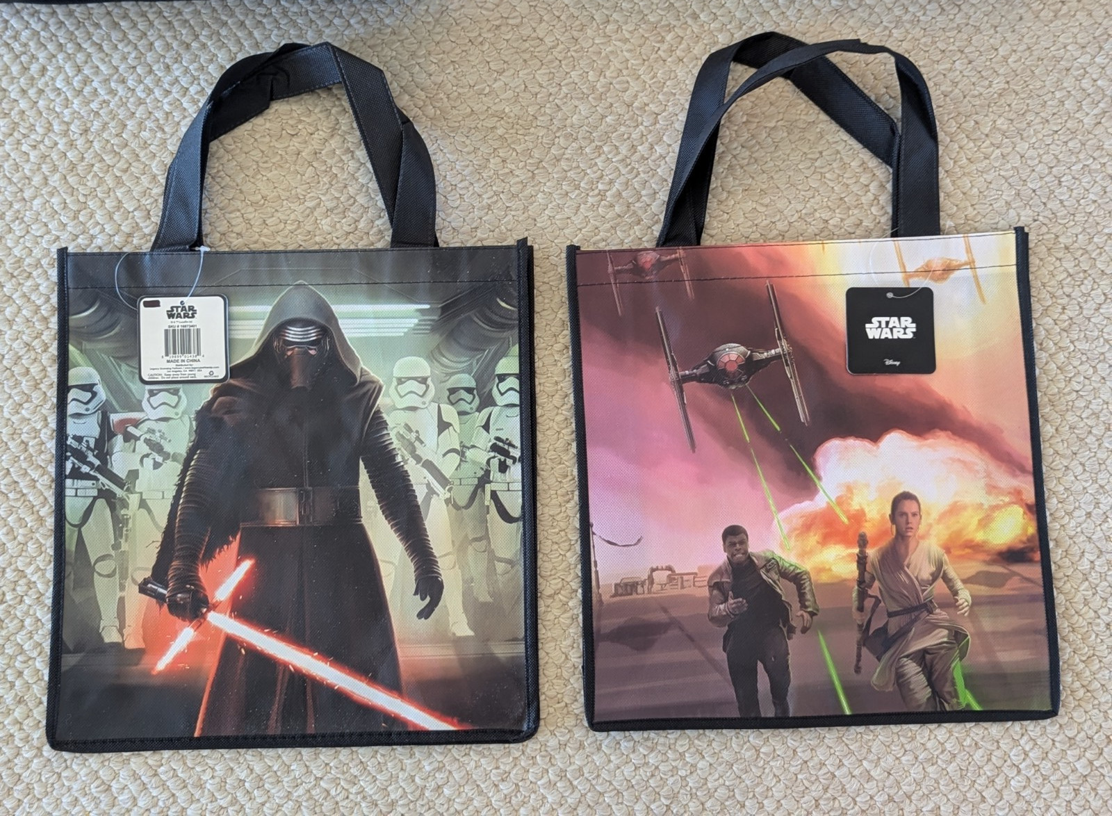 Bulk Lot of 90+ Disney Star Wars Licensed Shopping Tote Reuseable Bags;13X13″X3″