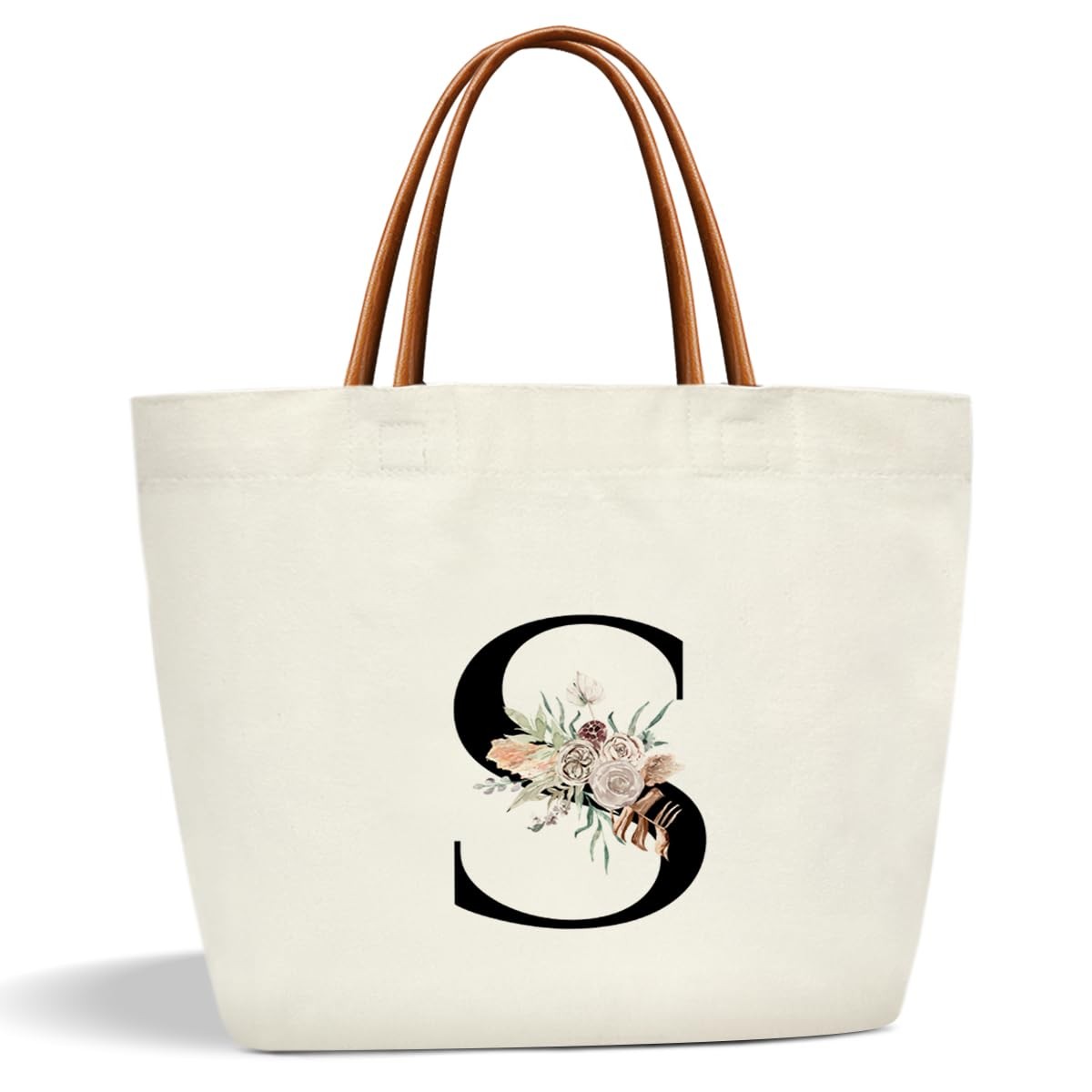 Boho Monogram Initial S Tote Bags for , Personalized Canvas Tote Bags Monogra…