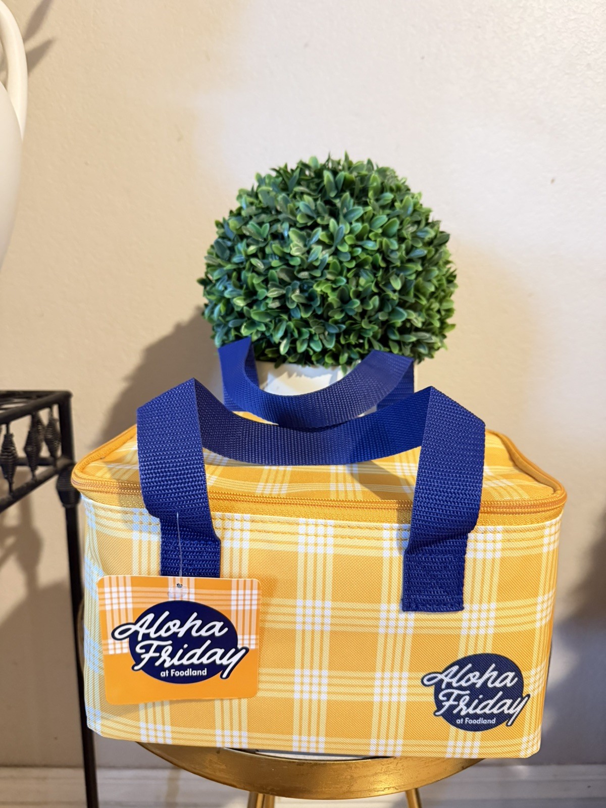 FOODLAND INSULATED LUNCH BAG TOTE REUSABLE YELLOW PALAKA NEW HAWAII EXCLUSIVE