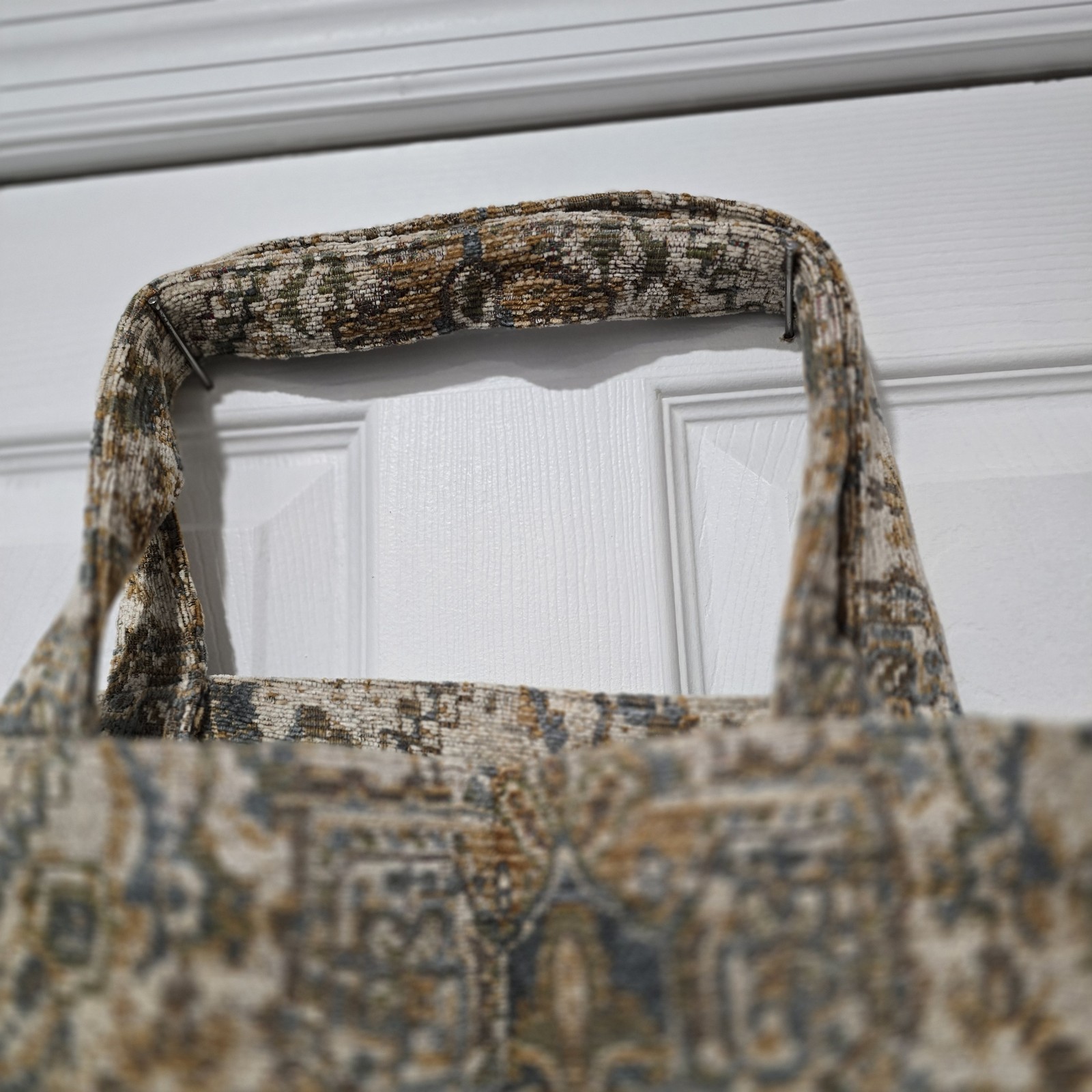 All-Over Pattern Foldable Fabric Reusable Shopping Bag Large Beige Brown Blue