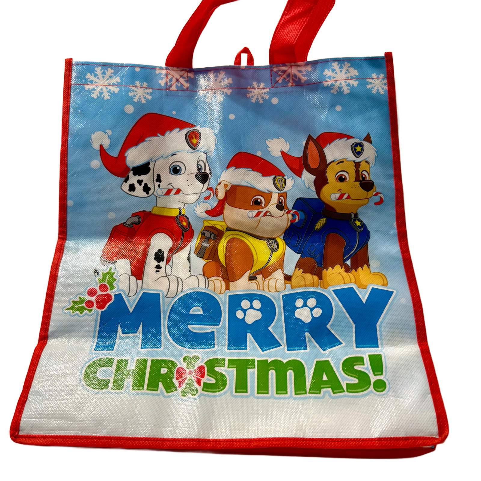 Nickelodeon Paw Patrol Reusable Tote Gift Bag 13″ X 15″ X 7″ Merry Christmas