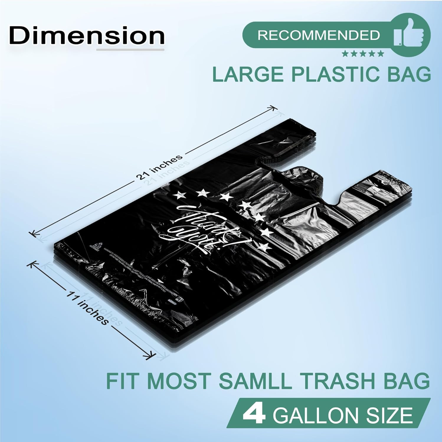 Black Thank you T shirt bag, Grocery shopping bag Reusable and Disposable Superm