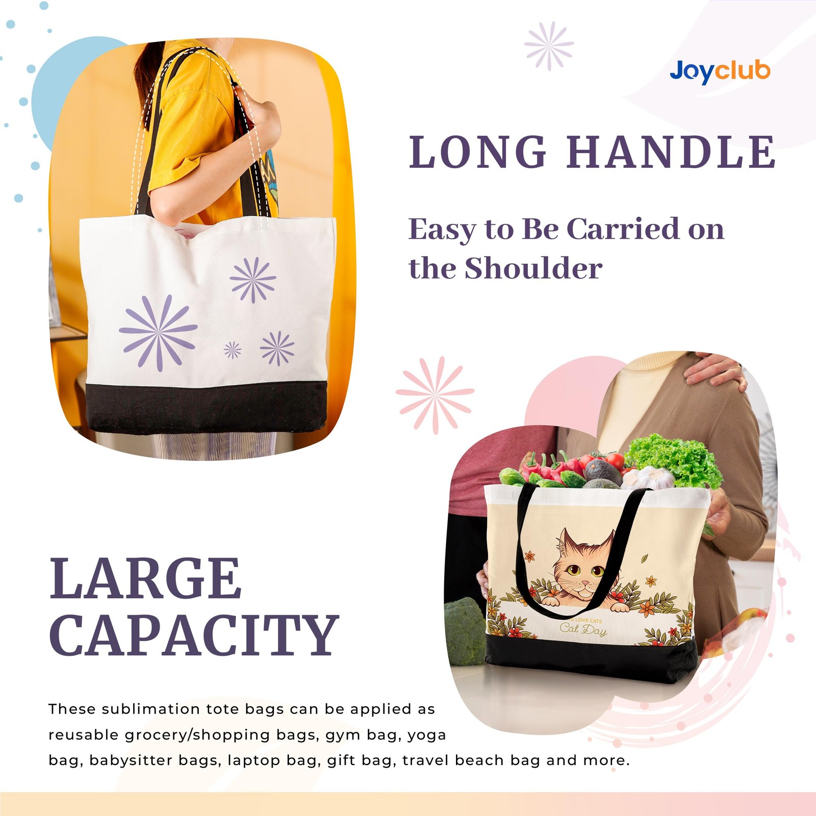 10 Pack Large Canvas Tote Bags Bulk Sublimation Blanks with Long Handle 18.5 …