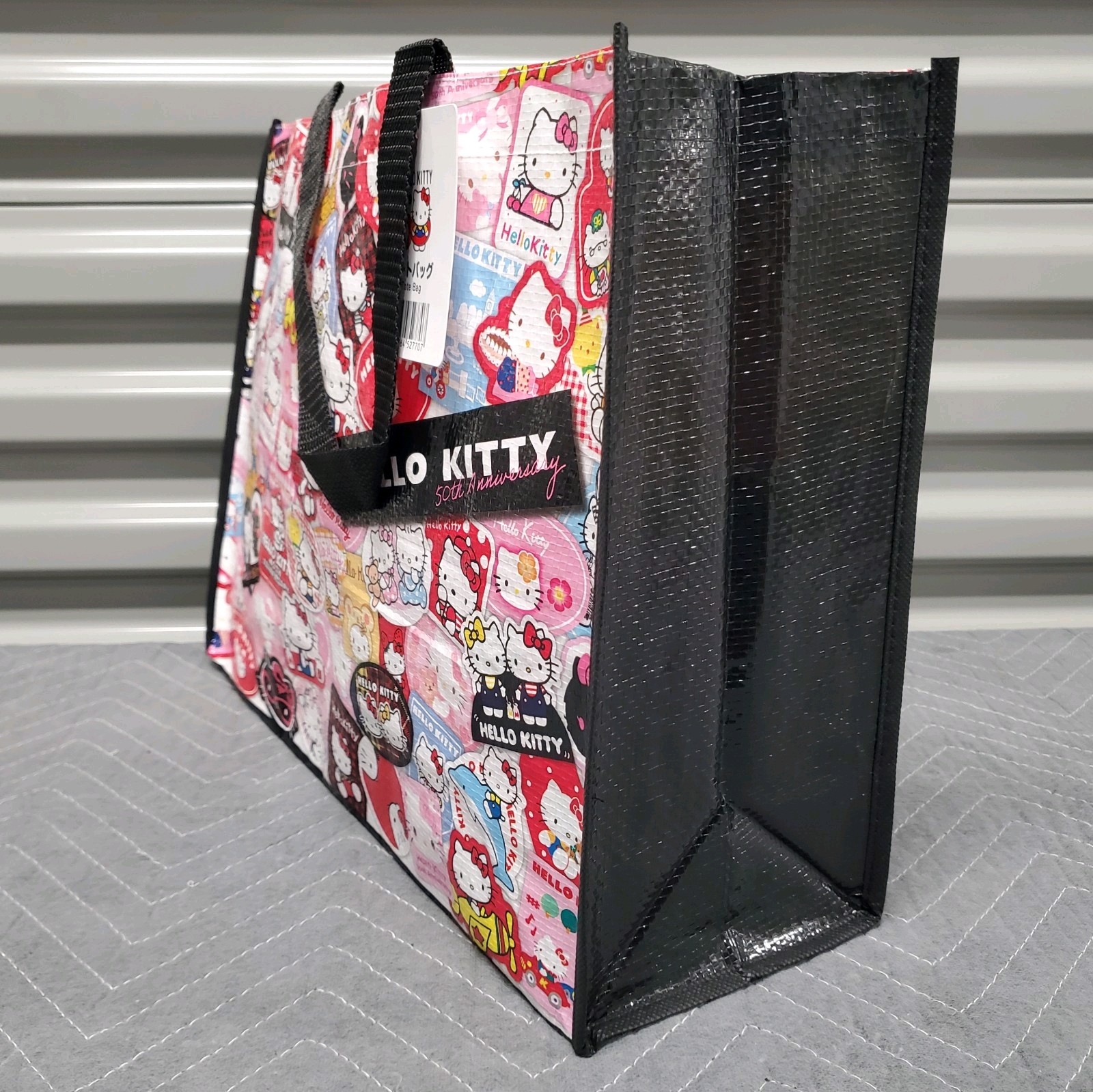 Hello Kitty 50th Anniversary Reusable Grocery Shopping Tote Bag Cute Stickerbomb