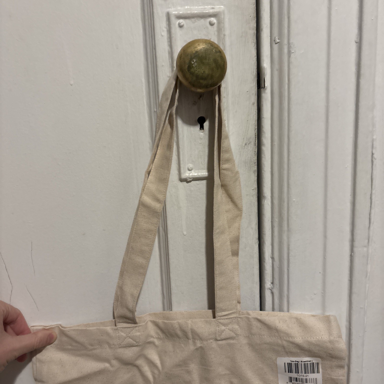 Brooklinen Unisex Tote Bag Grocery Travel Beige Logo 100% Cotton