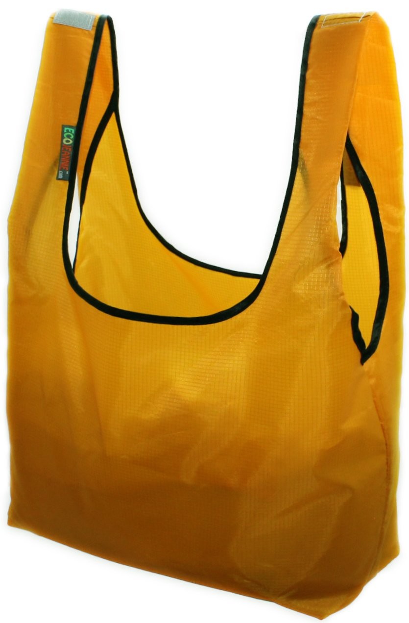 3 Pack Ripstop Nylon Reusable Grocery Shopping Tote Bag, Built-in Pouch, Fold…