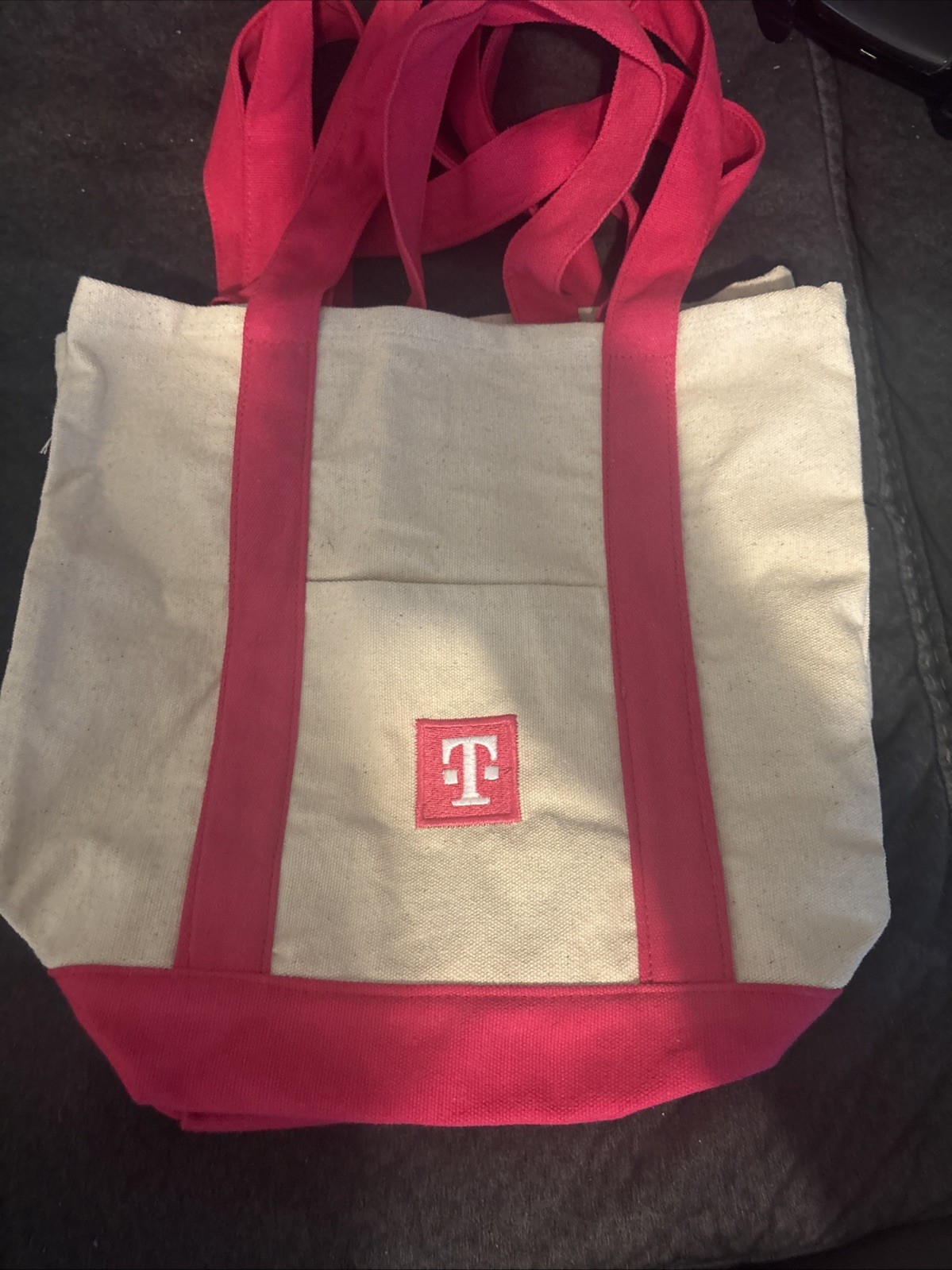 T-MOBILE Mini Canvas Tote Bag Off White Pink 12.75 x 10.75″ ~ Set Of 2 NEW
