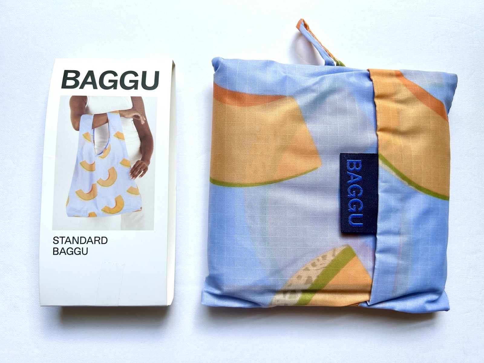 NEW! Baggu STANDARD BAG in “Cantaloupe Blue” — Recycled Nylon, SOLD OUT + RARE!