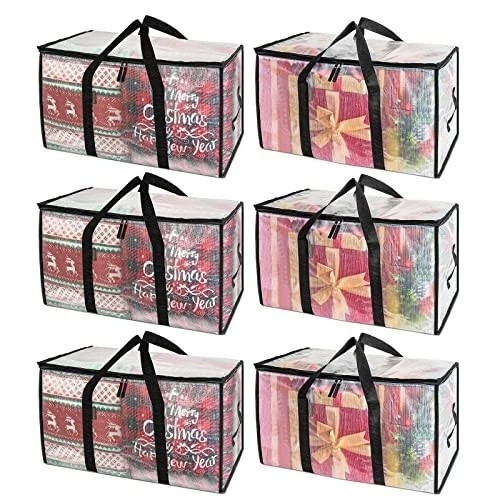 Oversized Moving Bags with Reinforced Handles, Heavy-Duty Storage 6-Pack Clear