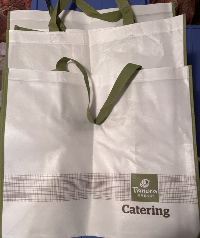 3 -PANERA BREAD CATERING BAGS Large Tote – Reusable Grocery – 18 X 21 X12