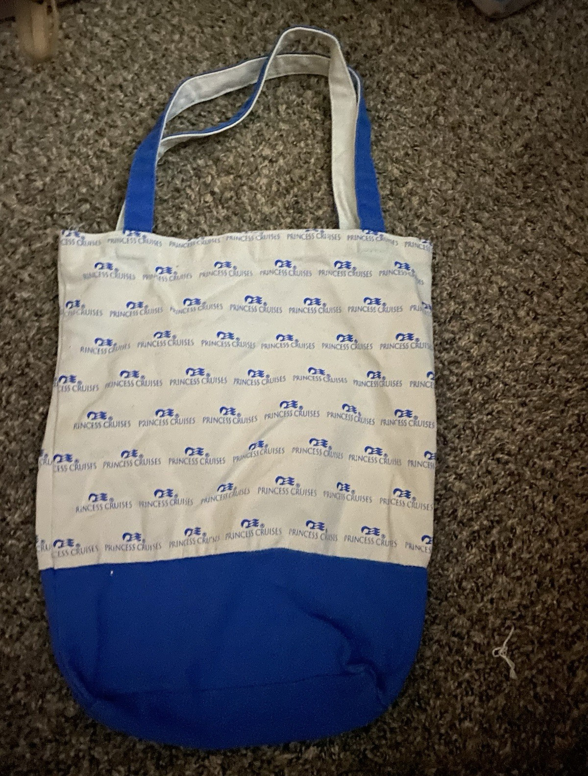 Princess Cruises Blue/White All-Over Reusable Tote Bag 15″ x 14″ Less Than 6″
