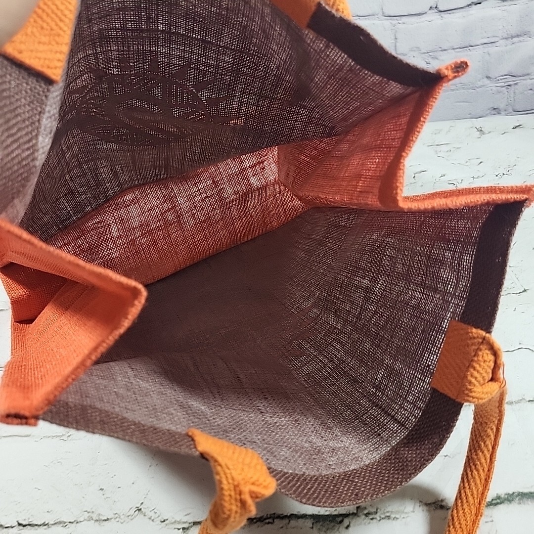 Shopping Tote Bag Woven Quality Brown Orange