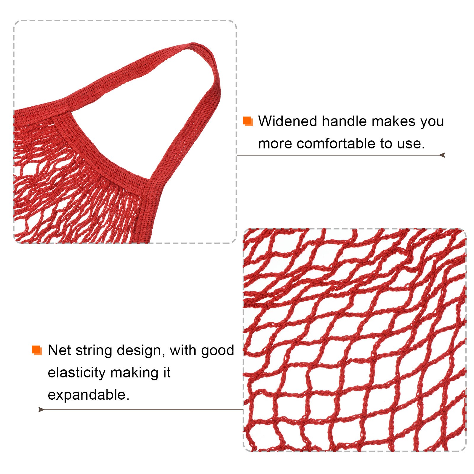 Cotton Mesh Bag, 15×13.8″ Mesh Net String Grocery Bags Red