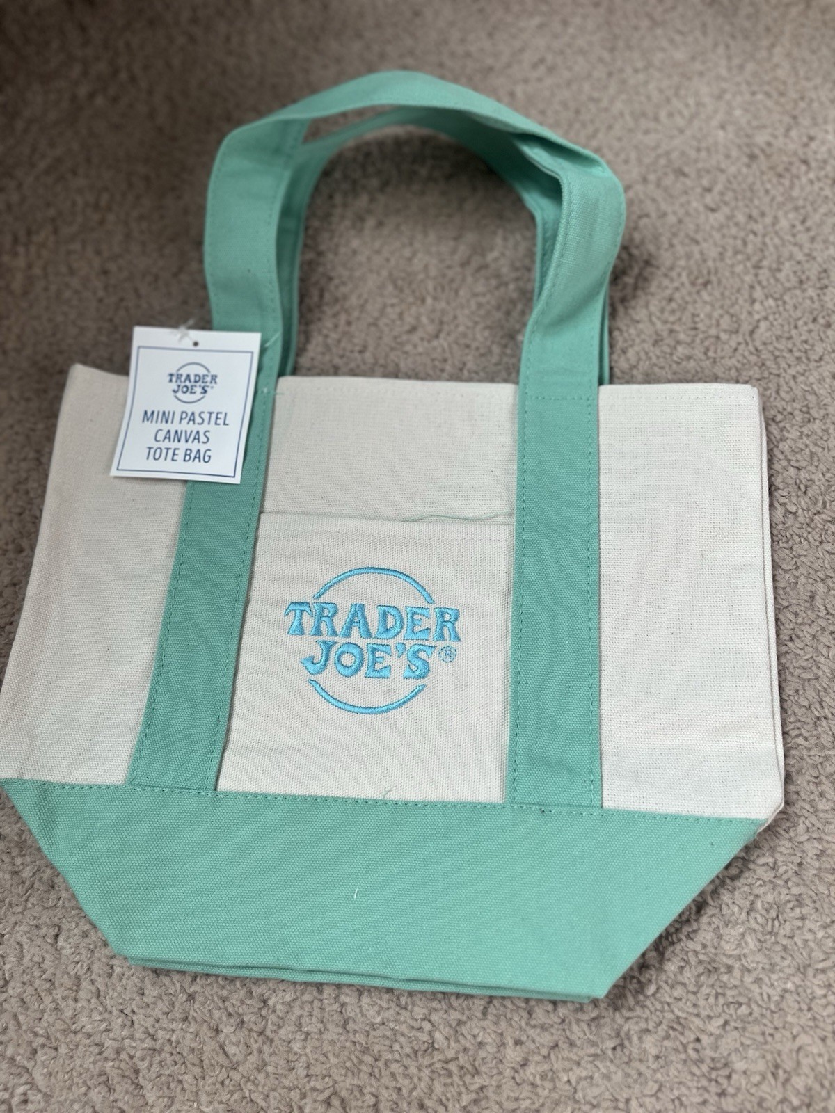 Trader Joe’s Canvas Tote Bag Multicolor Logo, Large 18in x 12in x 15cm