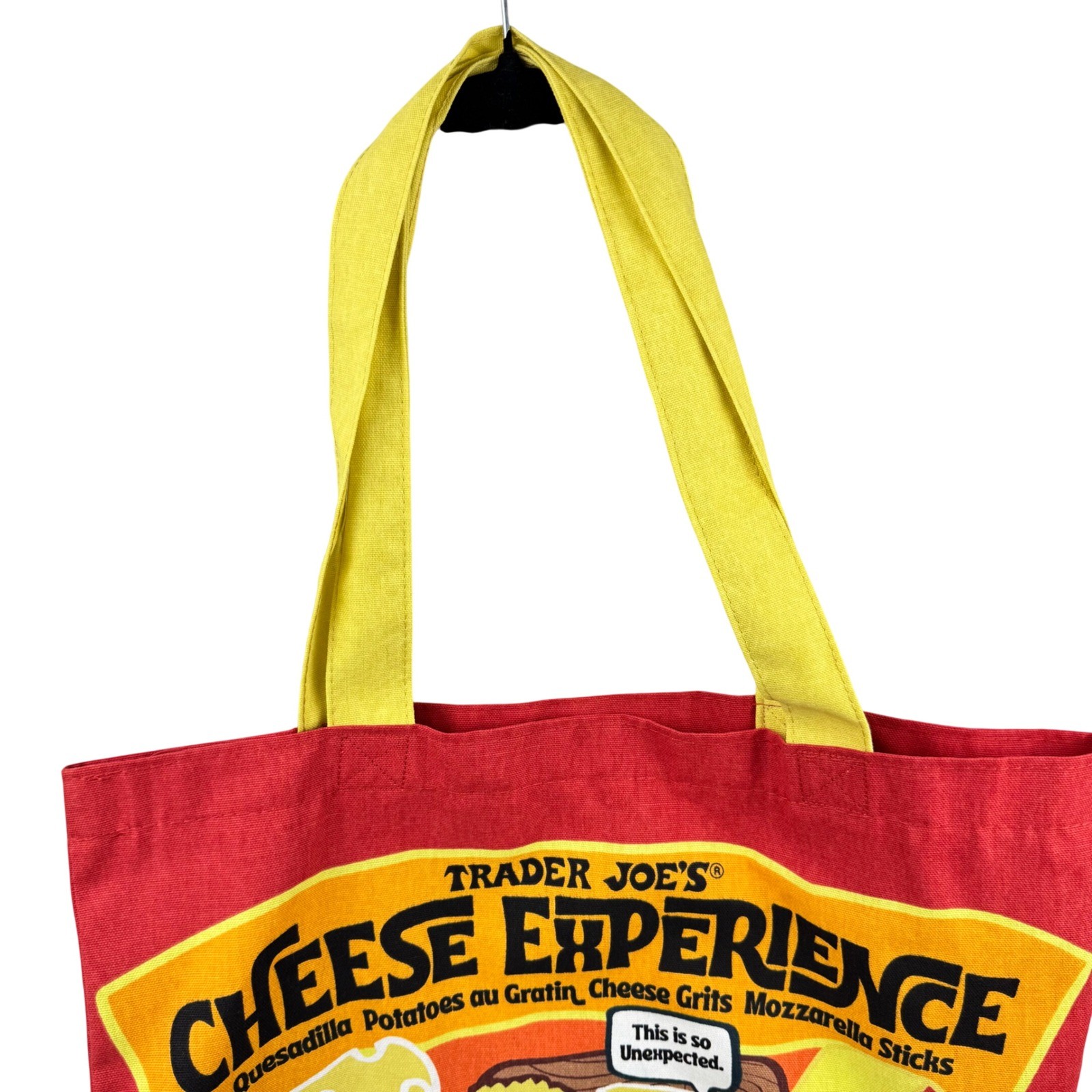 Trader Joe’s Cheese Bag Tote Unisex OS Red Yellow Cotton Canvas NWT NEW